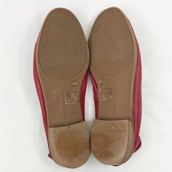 Lucky Brand Cahill Red Soft Structure Leather Slip On Low Heel Loafer Flats - Picture 13 of 15